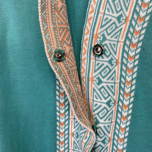 IVKO Woman Intarsia Knit Cardigan Sweater Sz XXL Aqua Alpen Nordic Scandi Girl - Picture 5 of 10